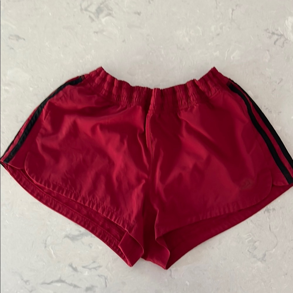 Adidas Red Athletic Shorts Lightweight Elastic Waist